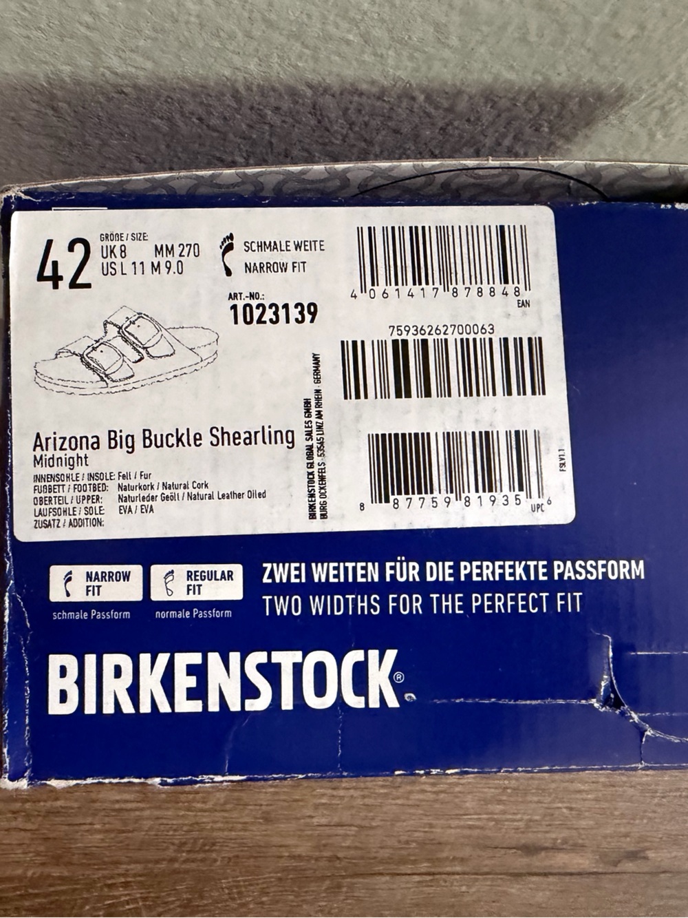 Birkenstock Midnight Arizona Big Buckle Shearling 42 Narrow Fit - Picture 6 of 6